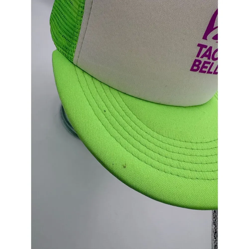 Taco Bell Retro Neon Green White Logo Snap Back Mesh Adjustable Trucker Hat OSFA